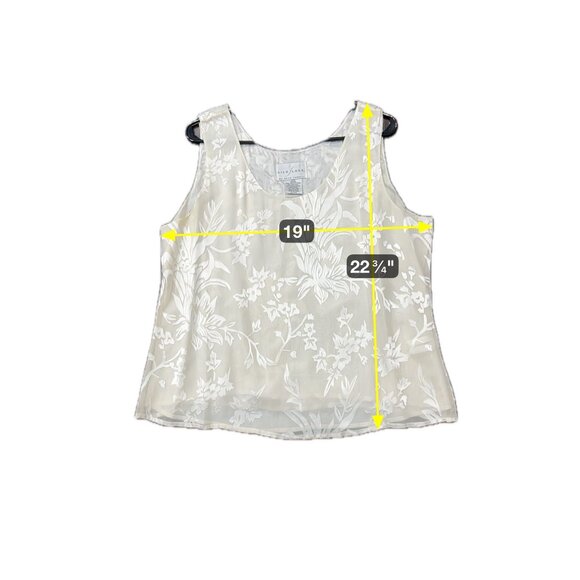 Silk Lore by Beth Terrell Floral Tank Top Cream Sz Large Scoop Neck Intimate - Picture 6 of 9